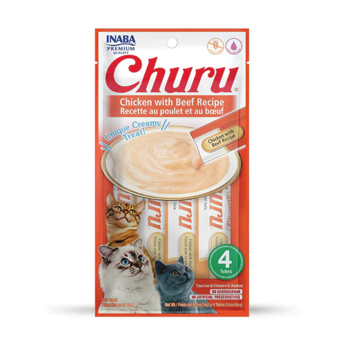 Churu Cat Treats Chicken with Beef Recipe (1-4Tubes)