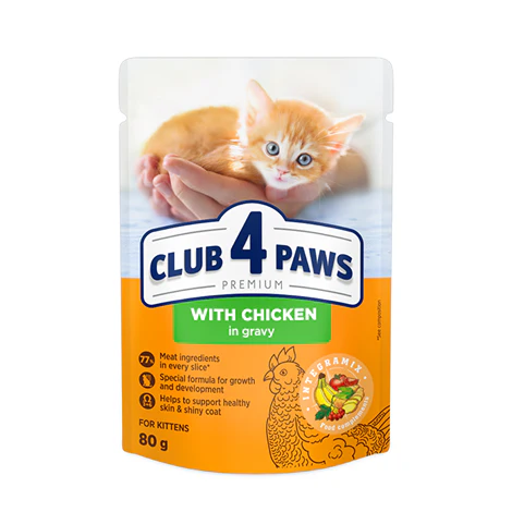CLUB 4 PAWS PREMIUM for kittens WITH chicken in gravy 80g