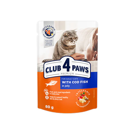 CLUB 4 PAWS PREMIUM WITH COD FISH IN JELLY 80g