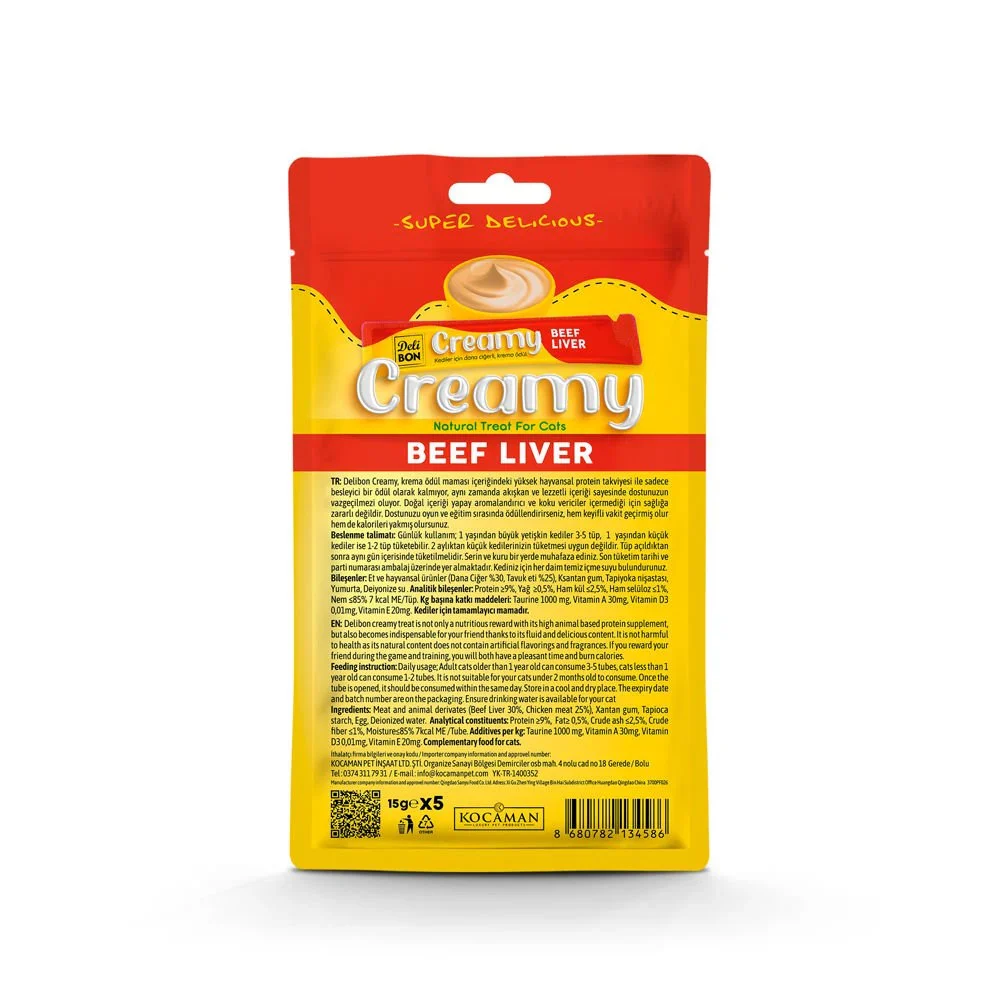 Delibon Creamy Reward Food Beef Liver 15gr 5 Pack - Image 2
