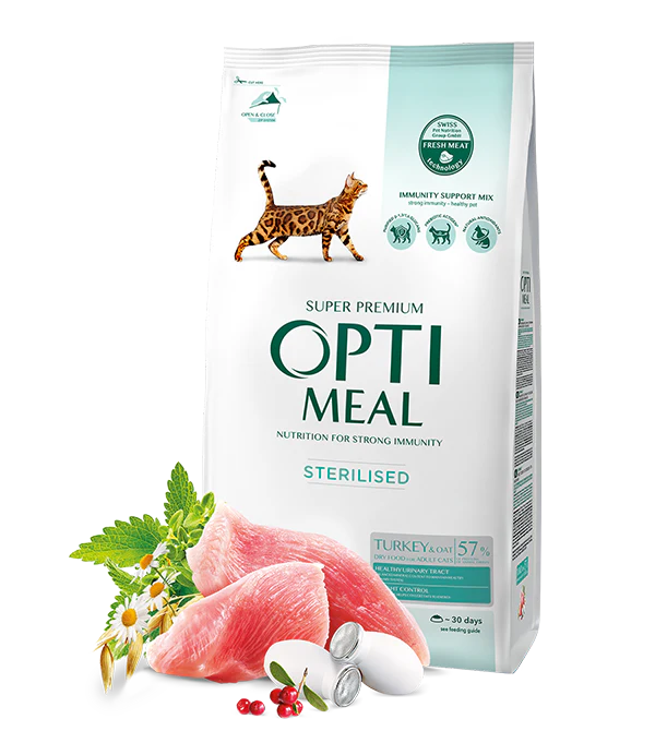 Opti Meal Dry cat food for sterilised cats - TURKEY and oat (1.5KG)