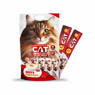 EuroGold Cat Liquid Cat Treat Beef - Chicken 5x15Gr