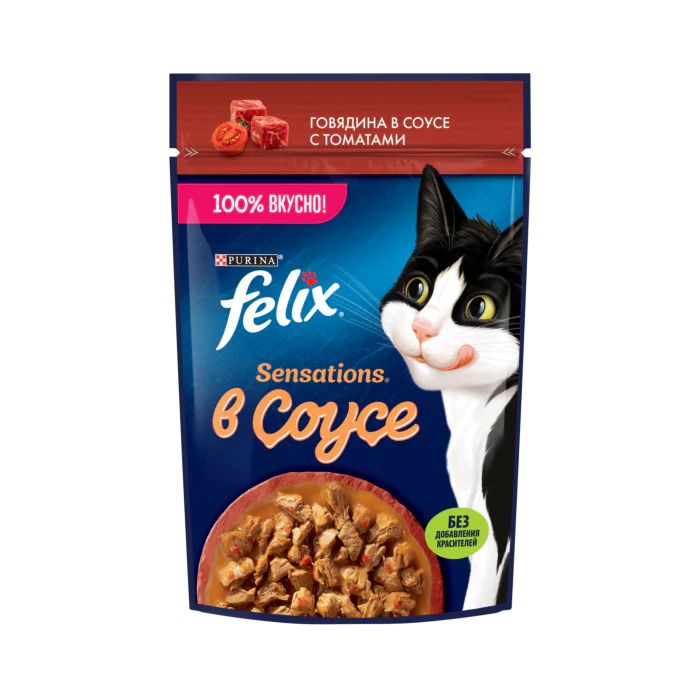 Purina FELIX Sensations Wet Food for Cats with Beef in Tomato Sauce 75 g