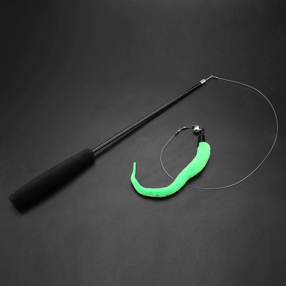 High Elastic Cat Teaser Wand, Retracted Pet Cat Kitten Interactive Toy Chaser Toy Having Fun Exercise Playing Feather Toy - Image 2