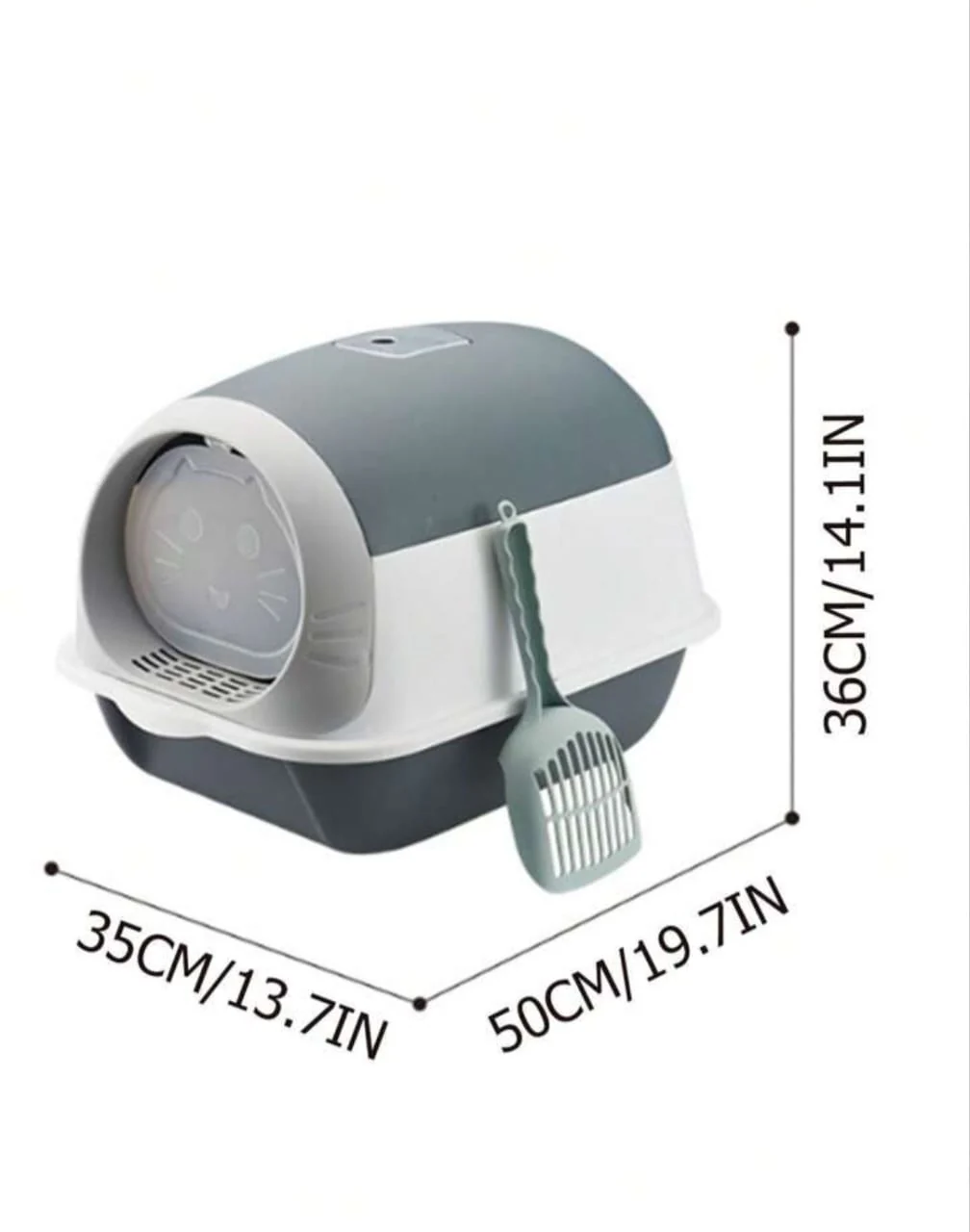 Large cat litter box with lid, portable cat litter box, (50*35*37CM) - Image 2