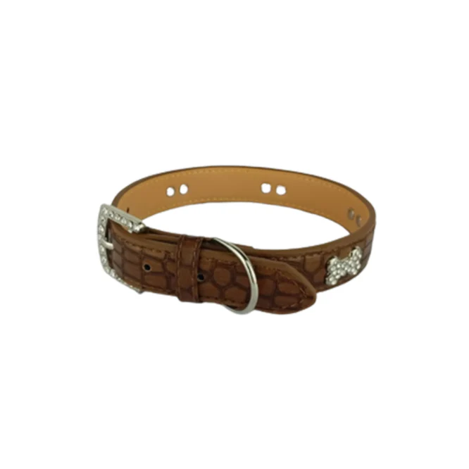 Naomi Leather Collar With Shiny BonesYL77376- S/M/L - Image 2