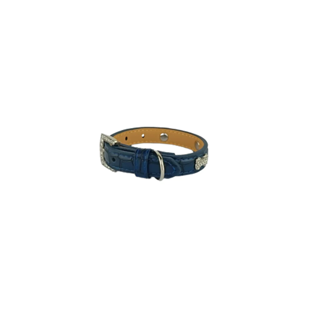 Naomi Leather Collar With Shiny BonesYL77376- S/M/L - Image 3
