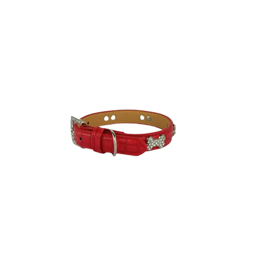 Naomi Leather Collar With Shiny BonesYL77376- S/M/L - Image 4