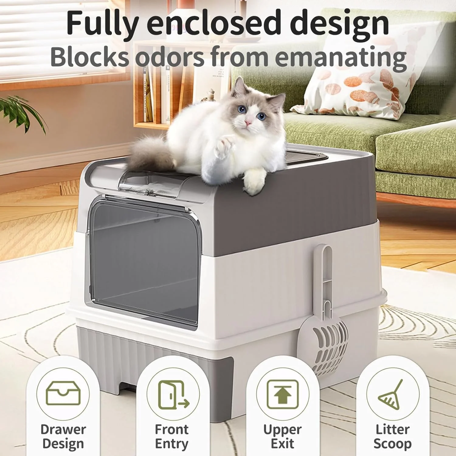 Naomi Mouse house Double Door Cat Litter Box E267 - Image 8
