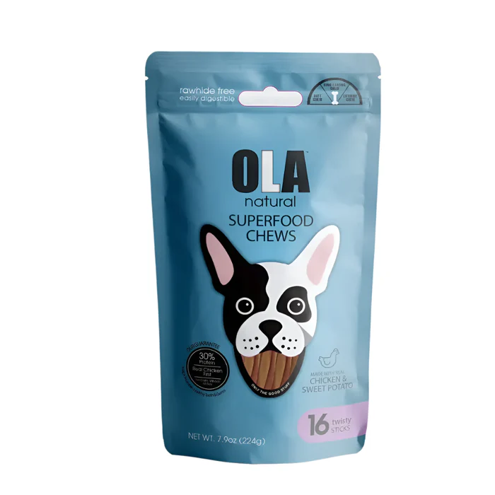 Ola Natural Chicken & Sweet Potato 16 Twisty Sticks Dog Treats 224g