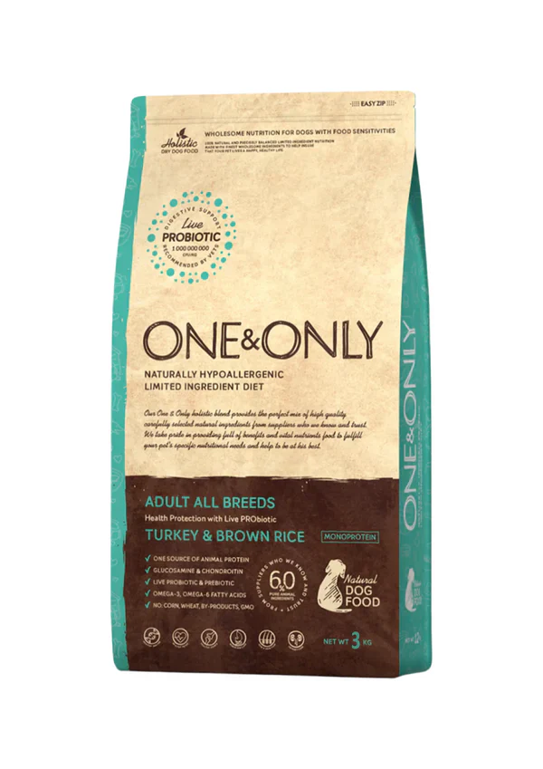 One and Only dry food for adult dogs with turkey & rice (1KG/3KG)