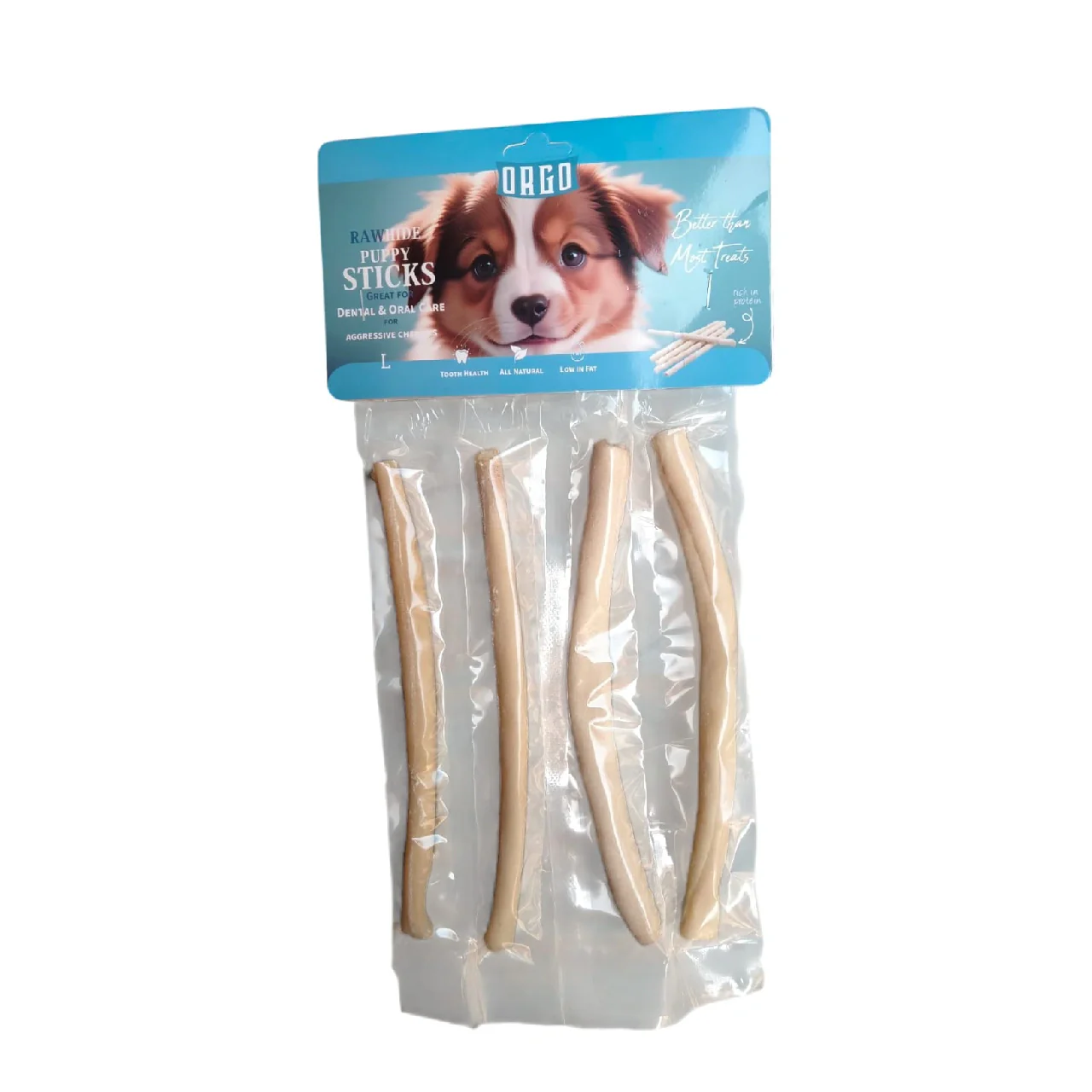 Orgo Rawhide Sticks For Dog Puppy Dental Oral Care 4 PC