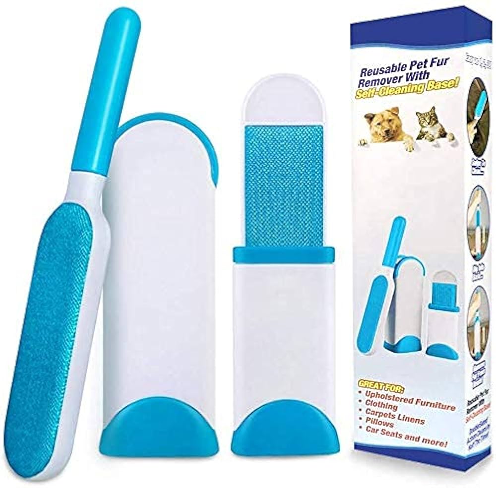Pet Hair Remover Lint Brush with Self-Cleaning Base
