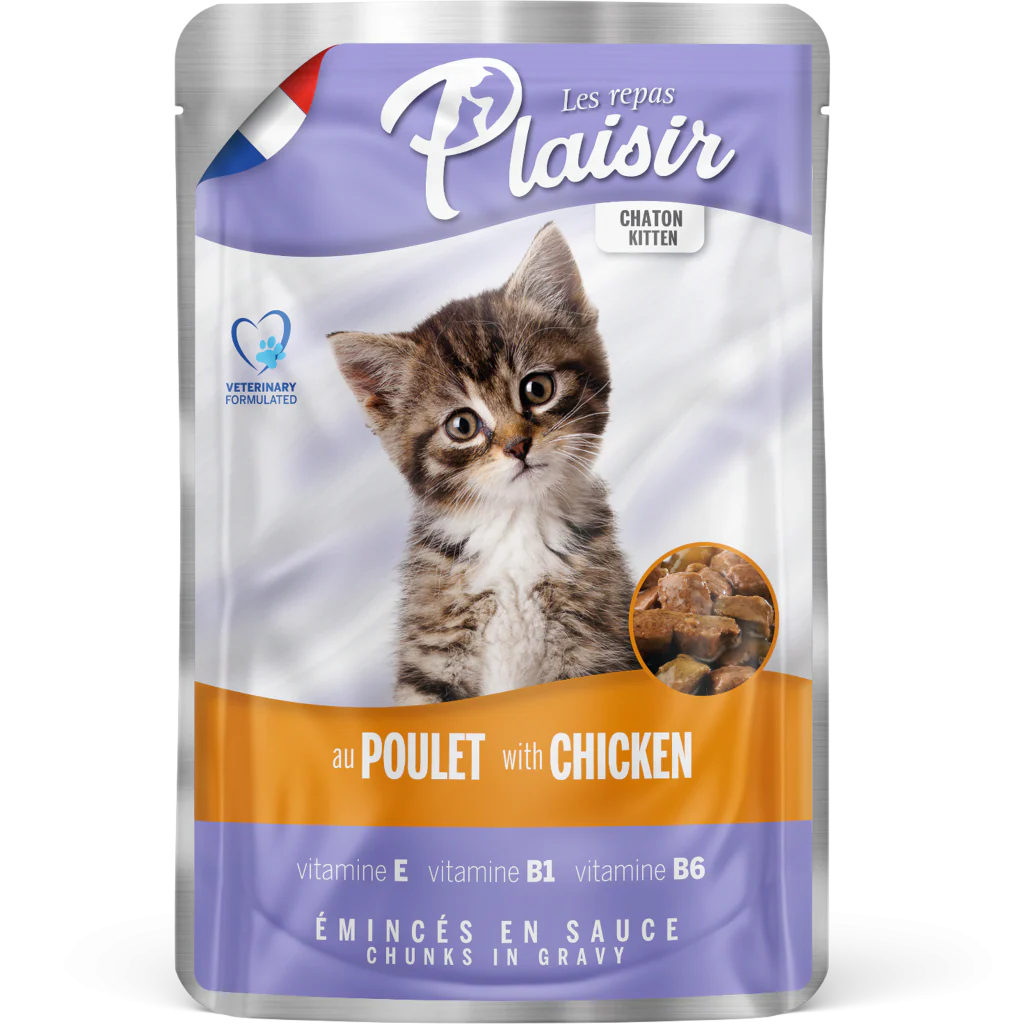 Les Repas Plaisir Wet Kitten Food Chunks with CHICKEN in gravy – Pouch 100g