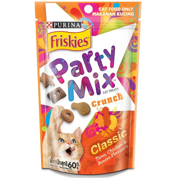 Purina Friskies Party Mix Crunch Classic Adult Cat Treats 60g