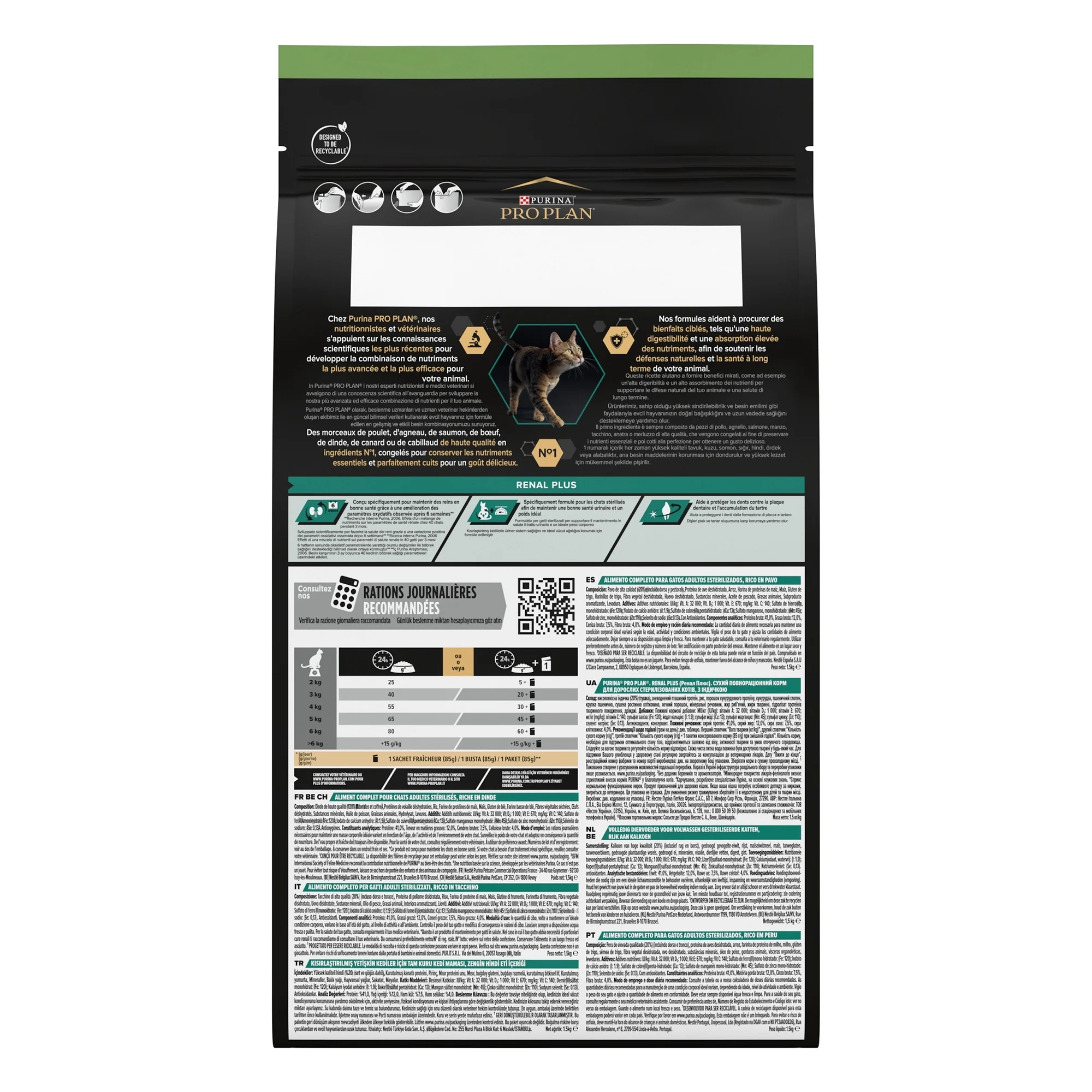 Purina Pro Plan Sterilised Adult Renal Plus Dry Cat Food with Turkey 400g - Image 2