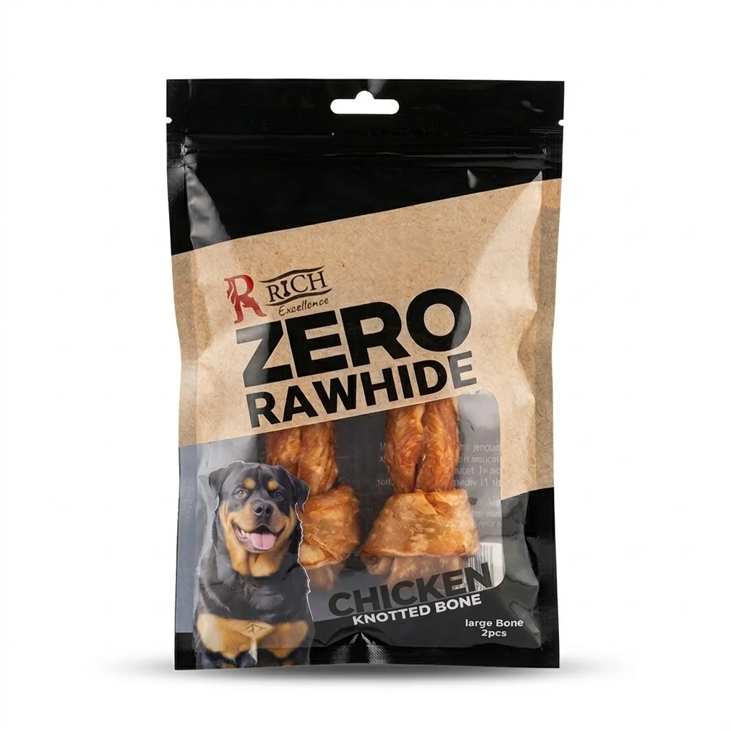 Rich Excellence Zero Rawhide Large Dog Bones - Natural Plain Chew (2-Pack)