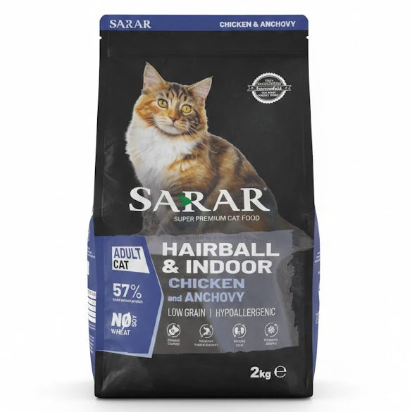 SARAR Hairball & Indoor Adult Cat Food – Chicken & Anchovy (2kg)