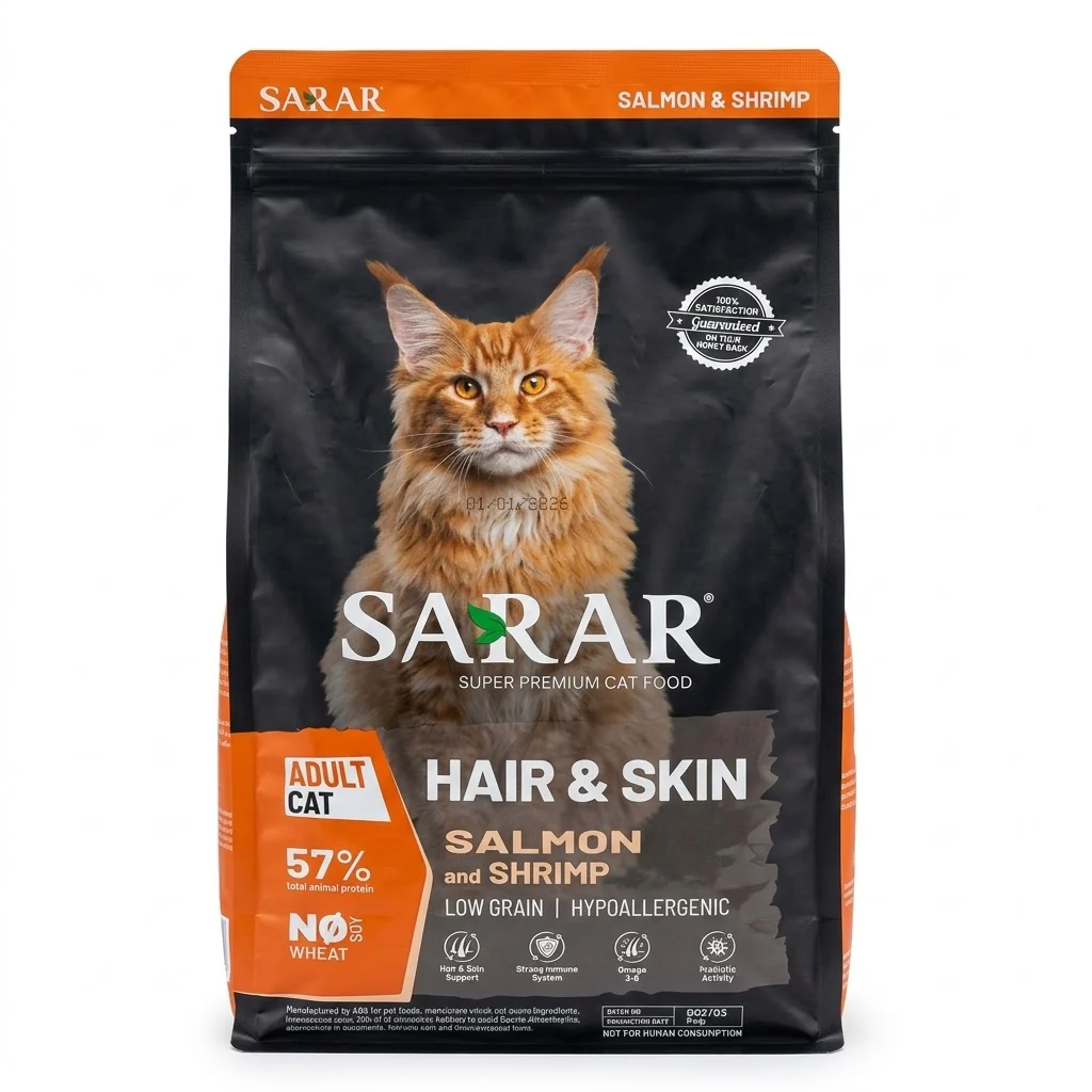 SARAR Super Premium Adult Cat Food – Hair & Skin, Salmon & Shrimp (2kg)