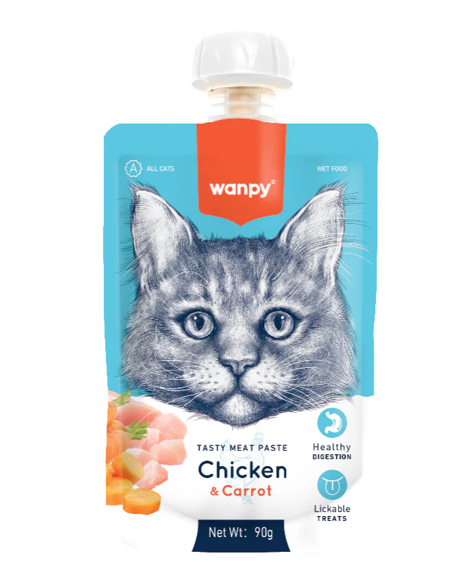Wanpy Cat Treats – Tasty Meat Paste Chicken with Carrot 90g