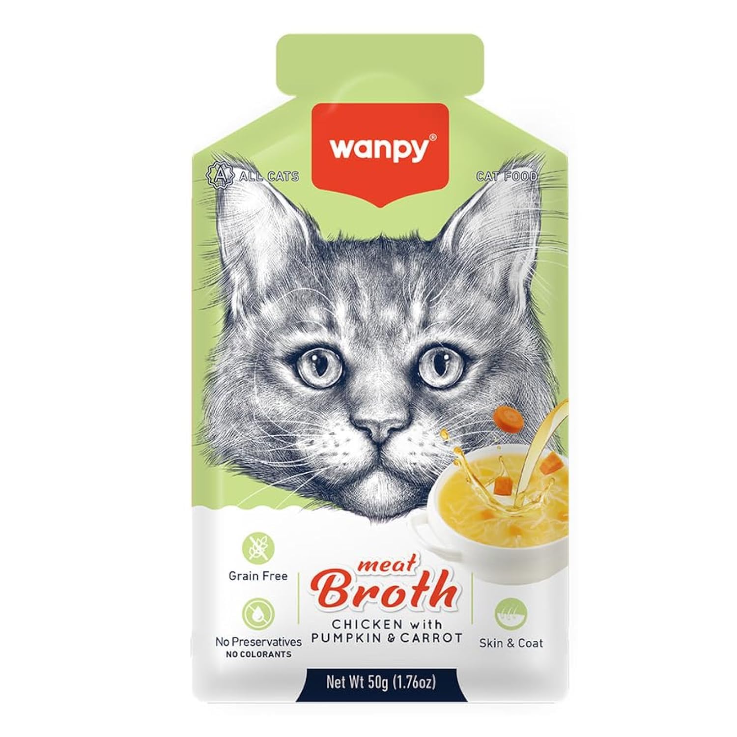 Wanpy Meat Broth Chicken for Cats with Pumpkin & Carrot 50g