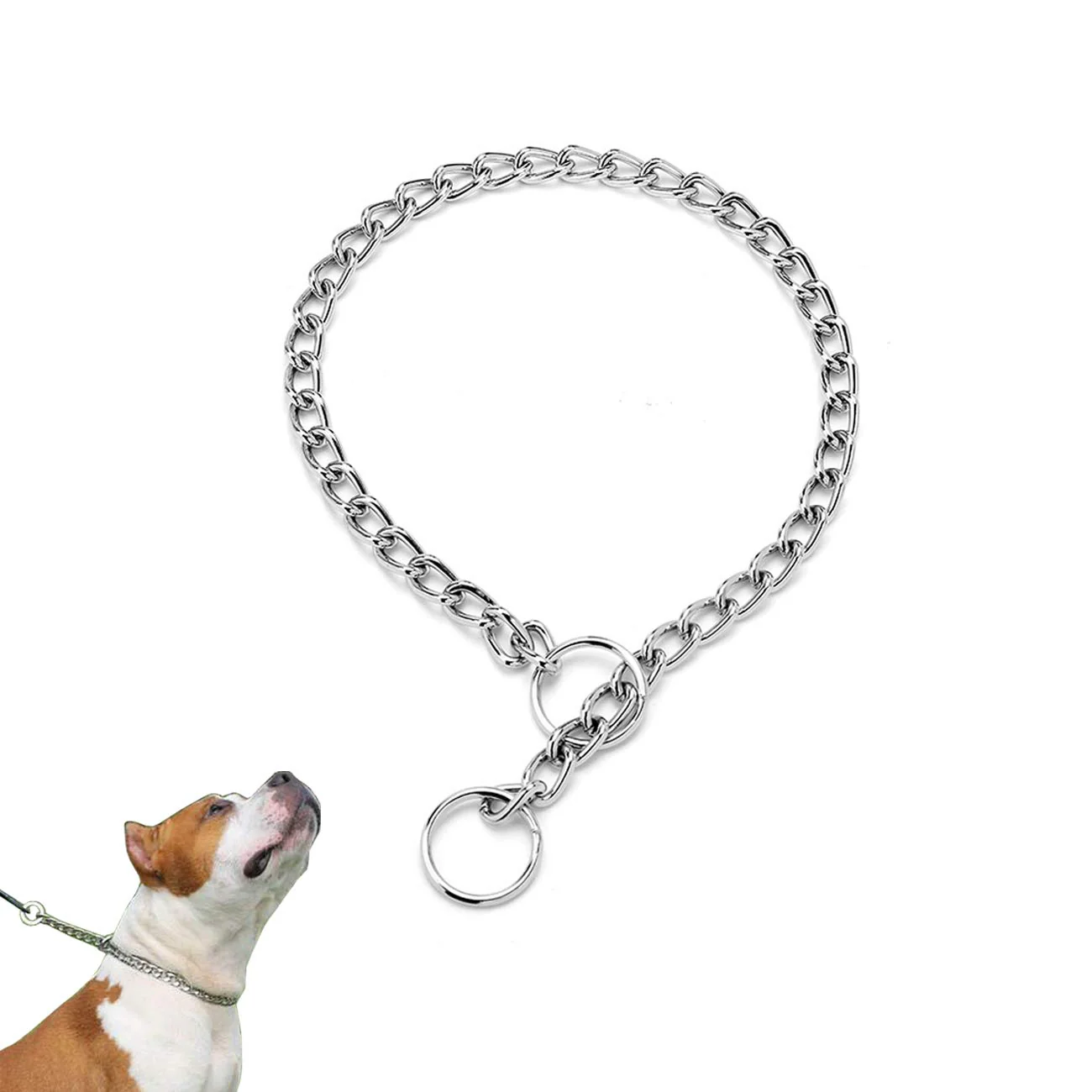 Wontee Dog Choke Collar Stainless Steel P Chain Slip Collar for Dog Training Walking